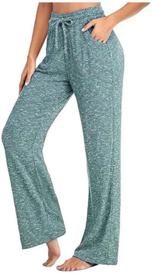Muyise Womens Comfy Lounge Pants Loose Yoga Pants Wide Leg Casual Lightweight Drawstring Palazzo Pajama Pants with Pockets