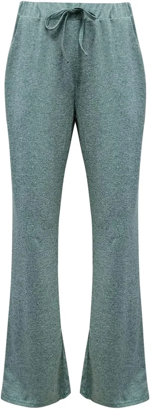 Muyise Womens Comfy Lounge Pants Loose Yoga Pants Wide Leg Casual Lightweight Drawstring Palazzo Pajama Pants with Pockets