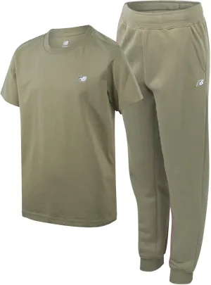 New Balance Boys' Joggers Set - 2 Piece Jersey Graphic Tee Shirt and Fleece Jogger Pants - Boys Activewear Jogset (8-20), Size 10-12, Olive