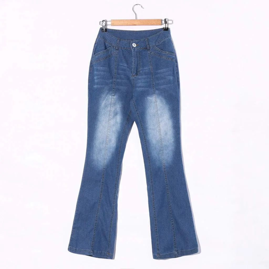 Otime Women's Pants Loose Casual Lightweight Breathable Slimming and Slimming Flare Jeans for Women Retro Horn
