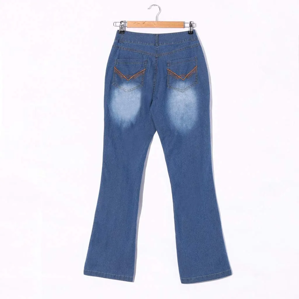 Otime Women's Pants Loose Casual Lightweight Breathable Slimming and Slimming Flare Jeans for Women Retro Horn