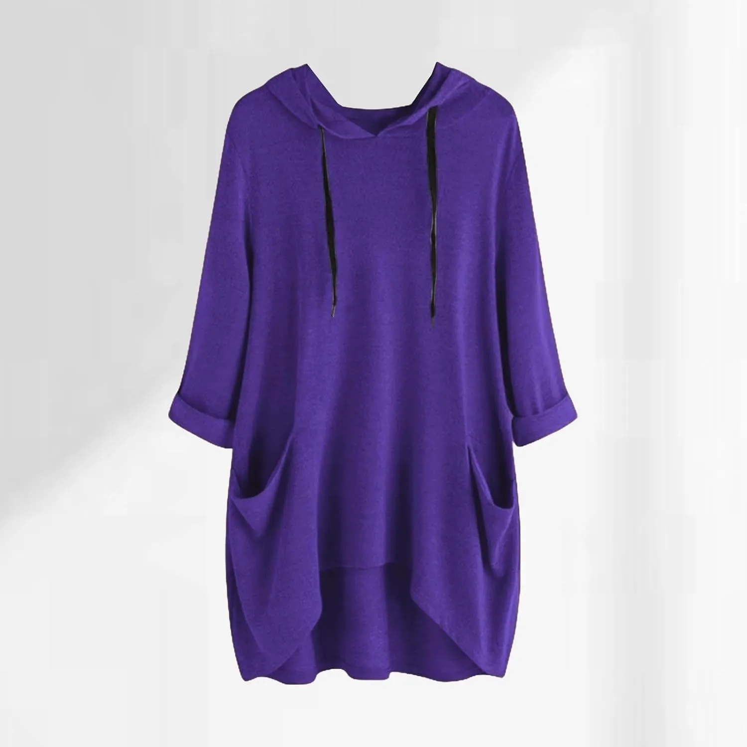 Oversized Hoodie Dress for Women Casual Drawstring Long Sweatshirt with Pocket Hooded Mini Sweatshirt Dress
