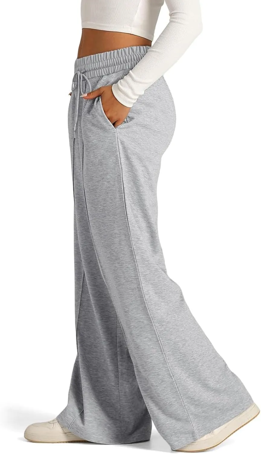 Oversized Sweatpants Women Baggy Lightweight Wide Leg Pants with Pockets Y2k High Waisted Flare Sweatpants Joggers