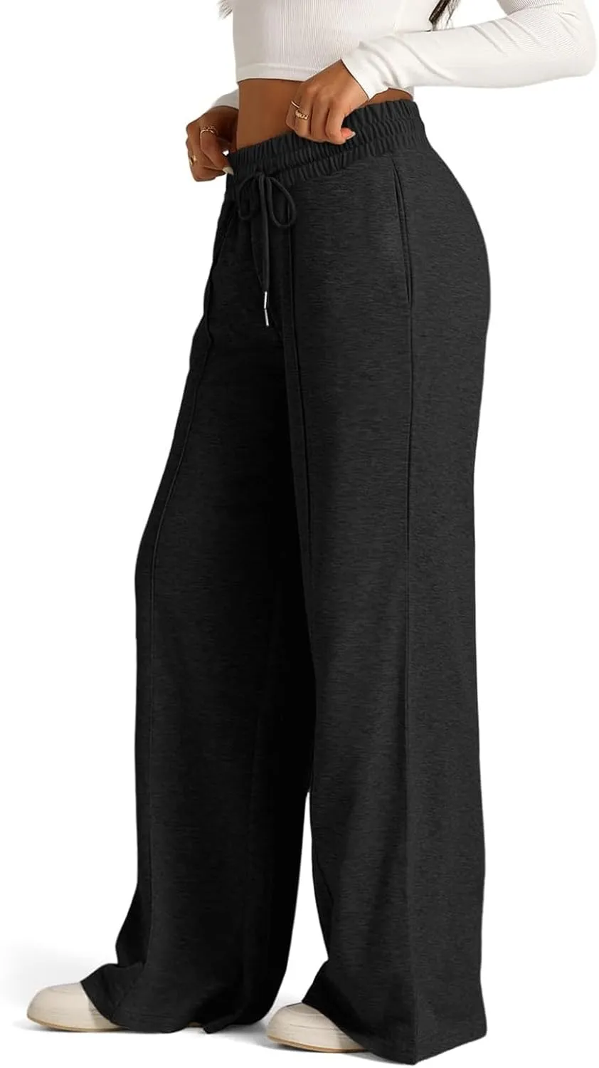 Oversized Sweatpants Women Baggy Lightweight Wide Leg Pants with Pockets Y2k High Waisted Flare Sweatpants Joggers
