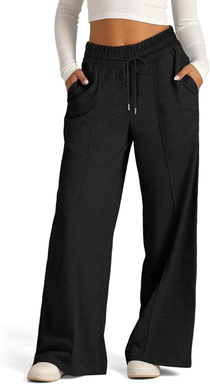 Oversized Sweatpants Women Baggy Lightweight Wide Leg Pants with Pockets Y2k High Waisted Flare Sweatpants Joggers