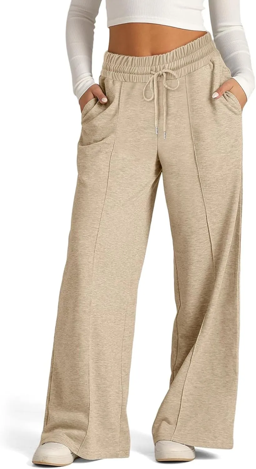 Oversized Sweatpants Women Baggy Lightweight Wide Leg Pants with Pockets Y2k High Waisted Flare Sweatpants Joggers