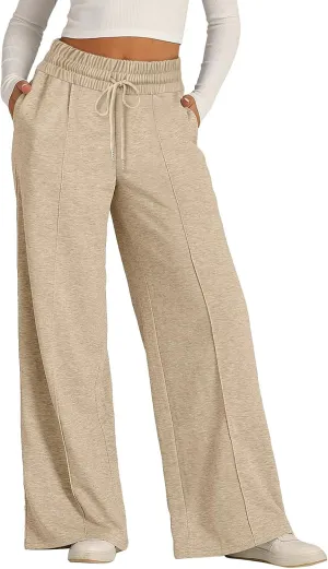 Oversized Sweatpants Women Baggy Lightweight Wide Leg Pants with Pockets Y2k High Waisted Flare Sweatpants Joggers