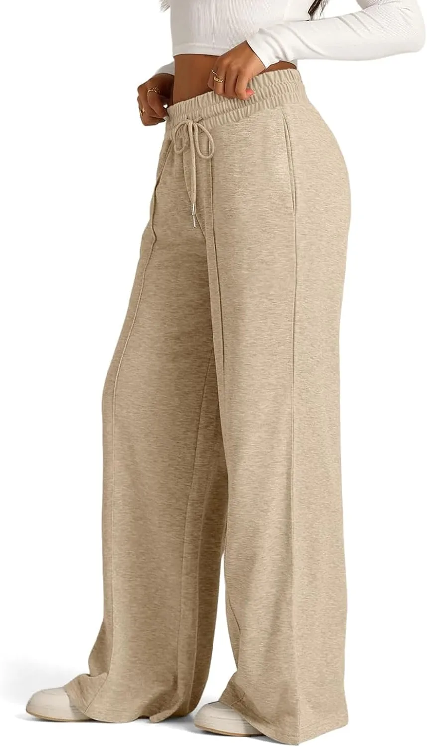 Oversized Sweatpants Women Baggy Lightweight Wide Leg Pants with Pockets Y2k High Waisted Flare Sweatpants Joggers