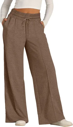 Oversized Sweatpants Women Baggy Lightweight Wide Leg Pants with Pockets Y2k High Waisted Flare Sweatpants Joggers