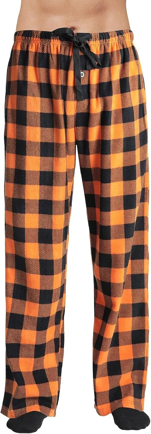 Pajama Pants for Men Buffalo Plaid Soft Lounge Bottoms Casual Stretch Wide Leg Pants Baggy Lightweight Comfy Sleepwear