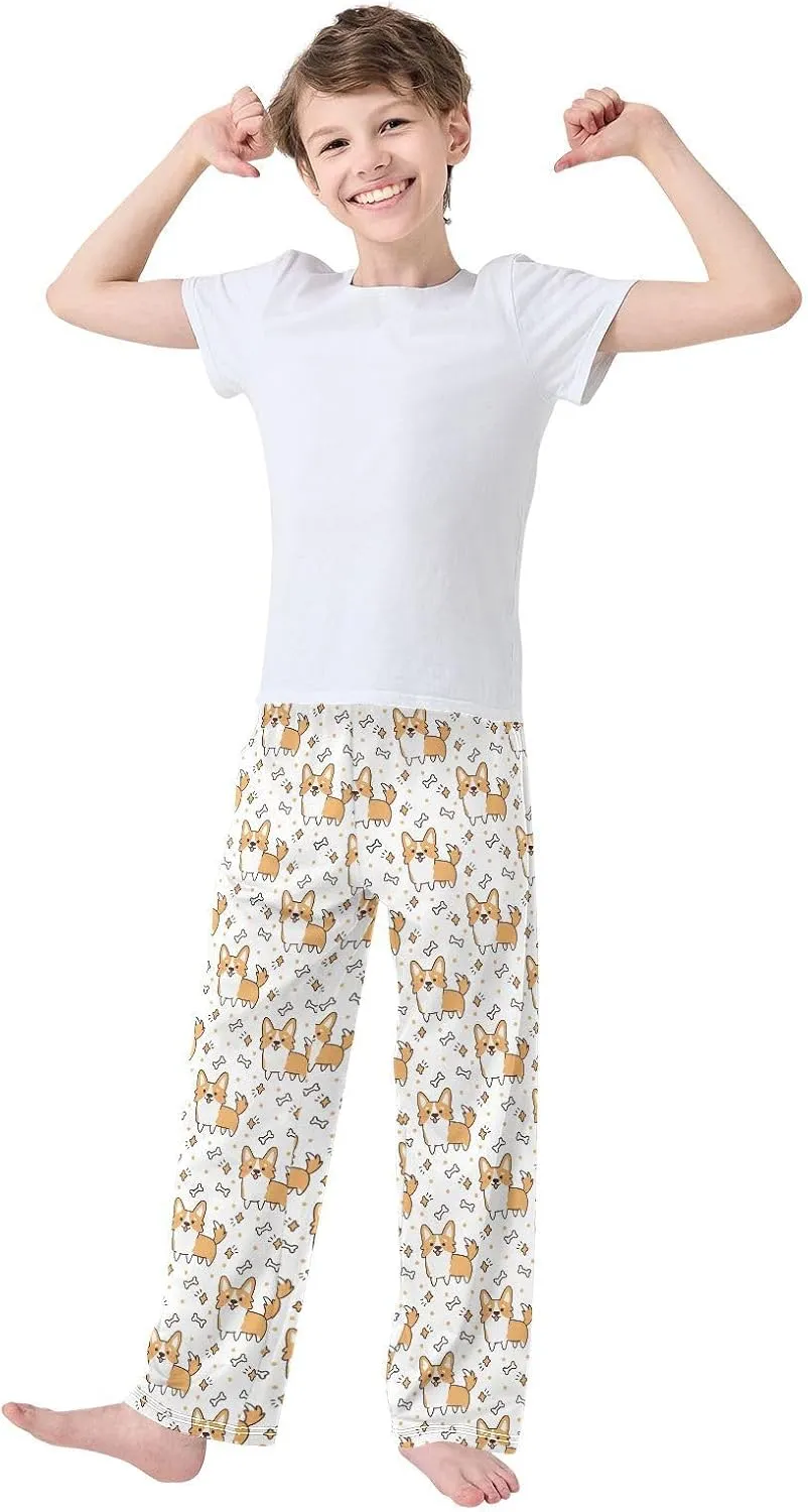 Pfrewn Pajama Pants Long Sleep Lounge Pant Pjs Bottoms Elastic Waist with Pockets 6-14 Years
