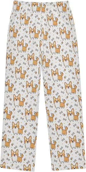 Pfrewn Pajama Pants Long Sleep Lounge Pant Pjs Bottoms Elastic Waist with Pockets 6-14 Years