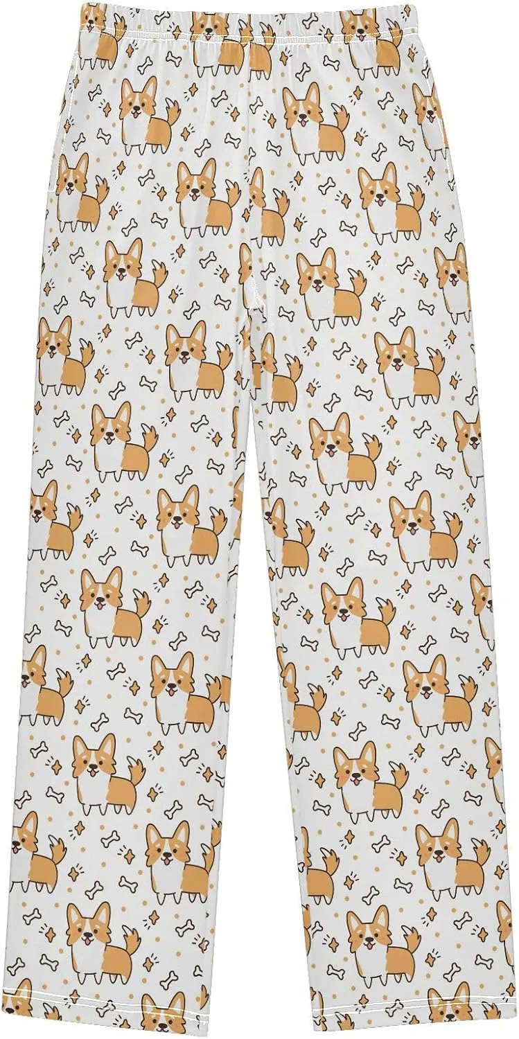 Pfrewn Pajama Pants Long Sleep Lounge Pant Pjs Bottoms Elastic Waist with Pockets 6-14 Years