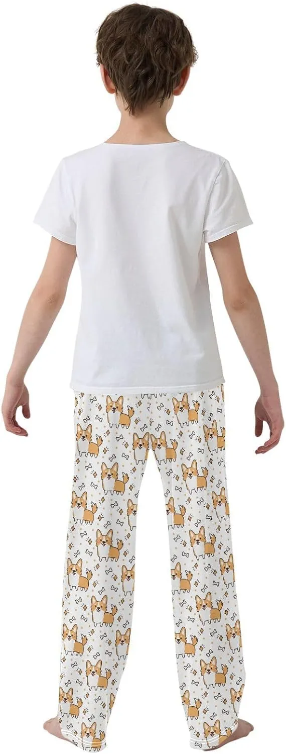 Pfrewn Pajama Pants Long Sleep Lounge Pant Pjs Bottoms Elastic Waist with Pockets 6-14 Years