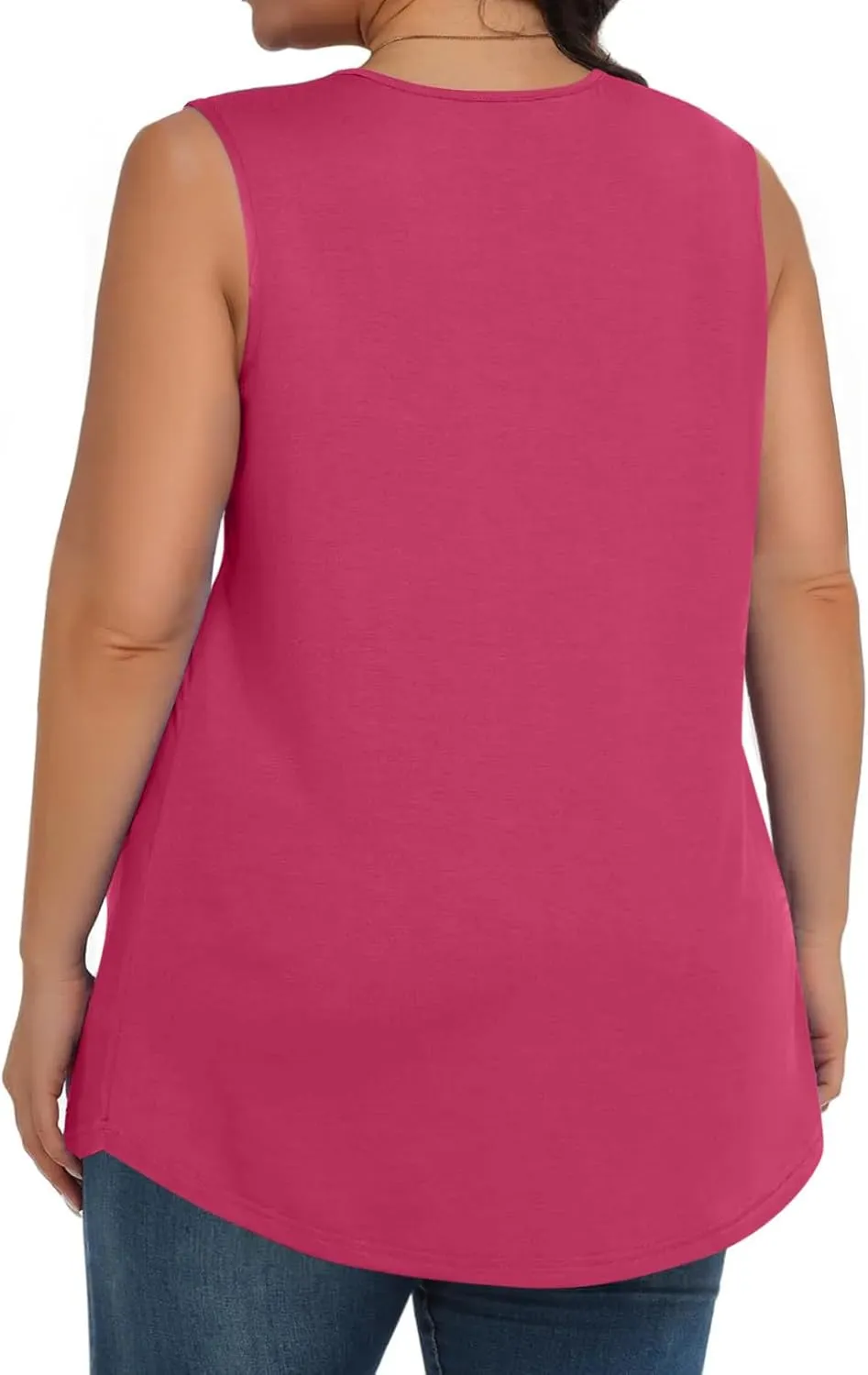 Plus Size Tank Tops Women Casual Summer Sleeveless Tee Round-Neck Pleated T Shirt Loose Flowy Shirts Blouses Tee L-5XL