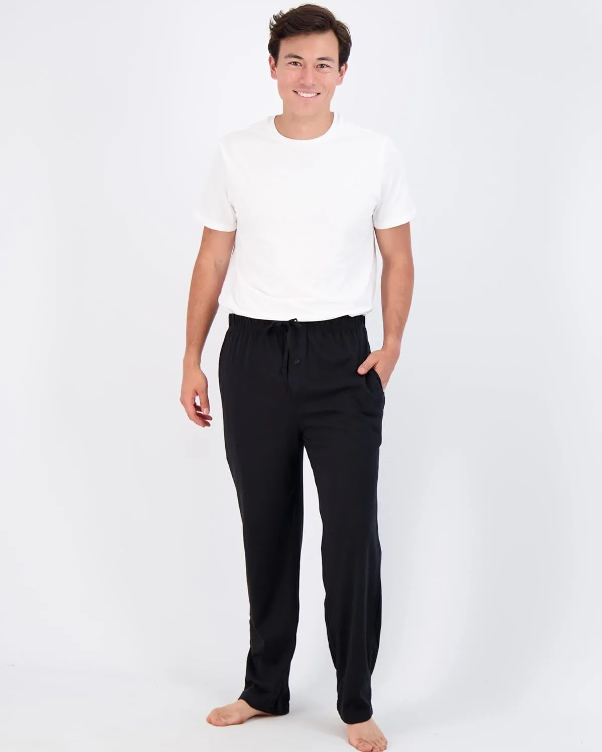 Real Essentials 3 Pack: Men's Pajama Pants - Knit Cotton Flannel Plaid Lounge Bottoms (Available In Big & Tall)