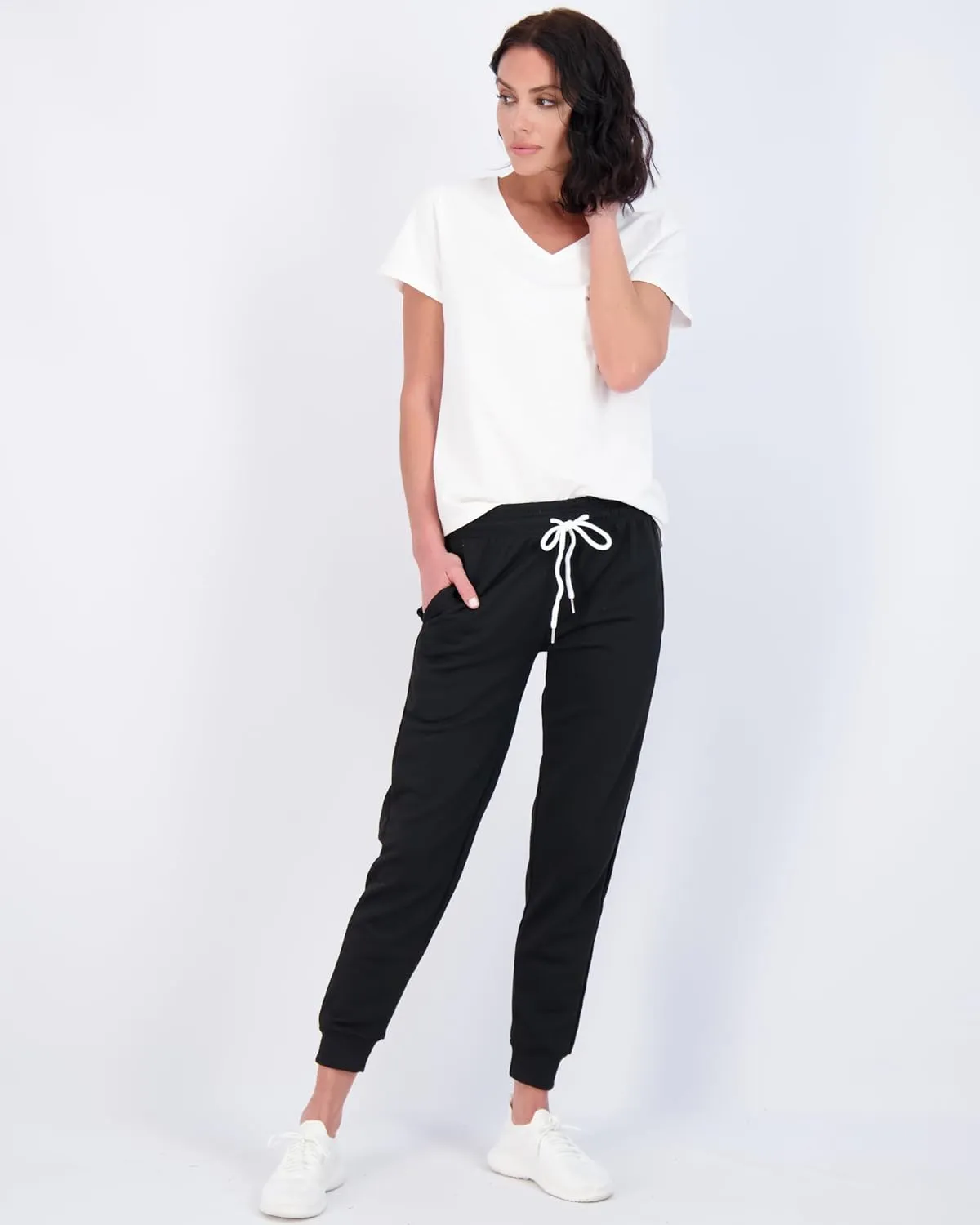 Real Essentials 3 Pack: Women's Ultra-Soft Cotton French Terry Joggers (Available in Plus)