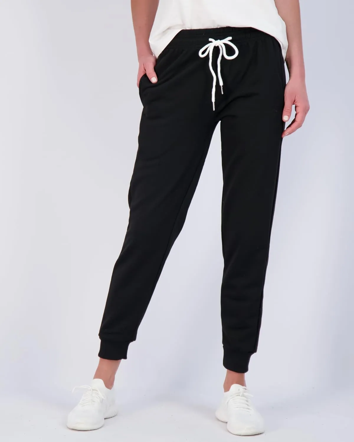 Real Essentials 3 Pack: Women's Ultra-Soft Cotton French Terry Joggers (Available in Plus)
