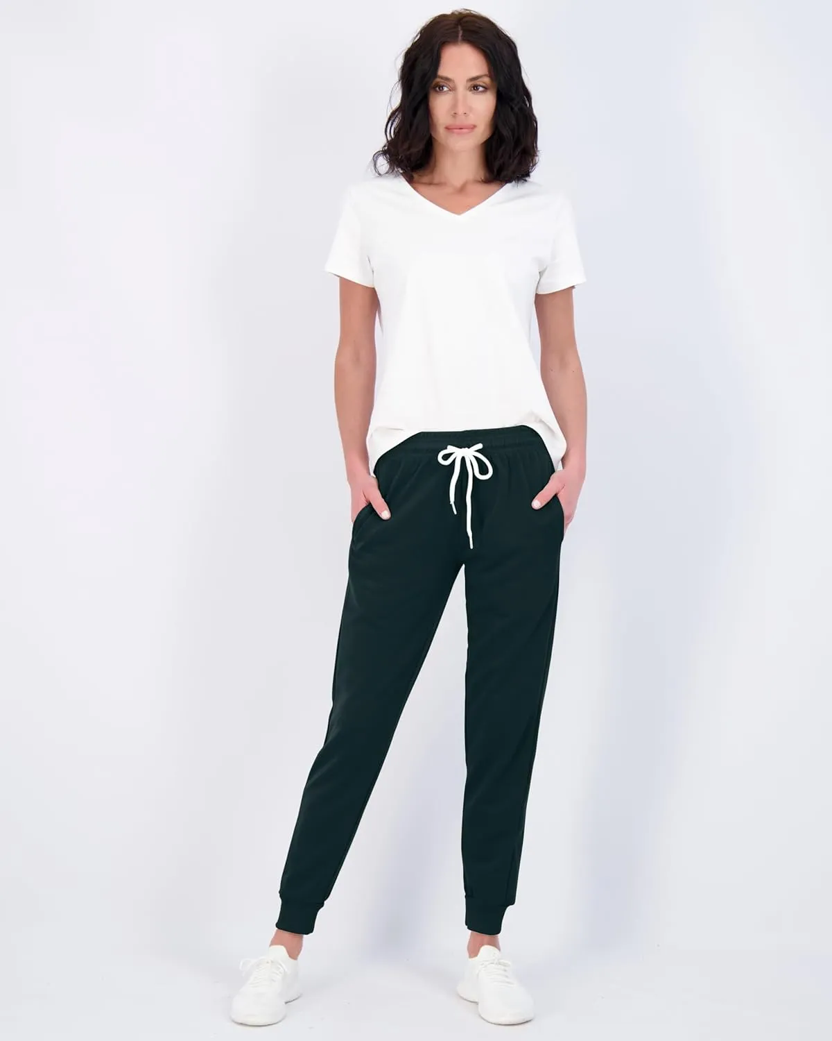 Real Essentials 3 Pack: Women's Ultra-Soft Cotton French Terry Joggers (Available in Plus)