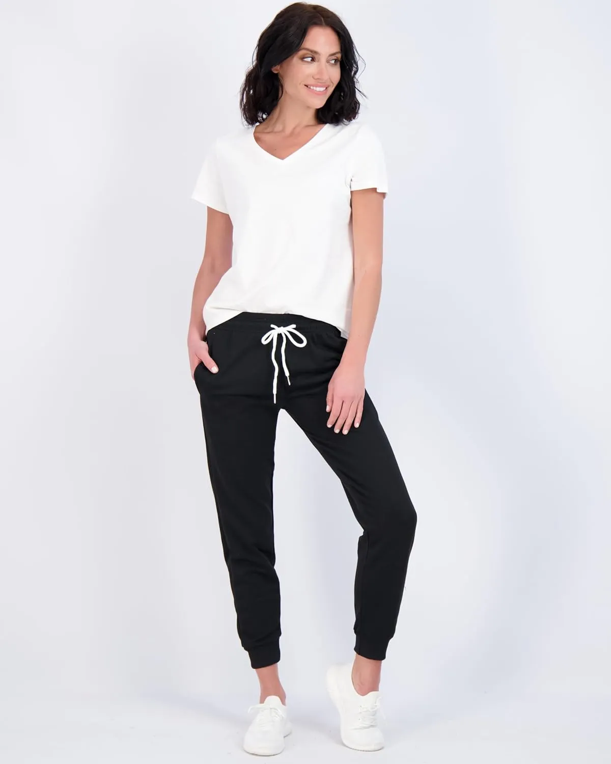 Real Essentials 3 Pack: Women's Ultra-Soft Cotton French Terry Joggers (Available in Plus)
