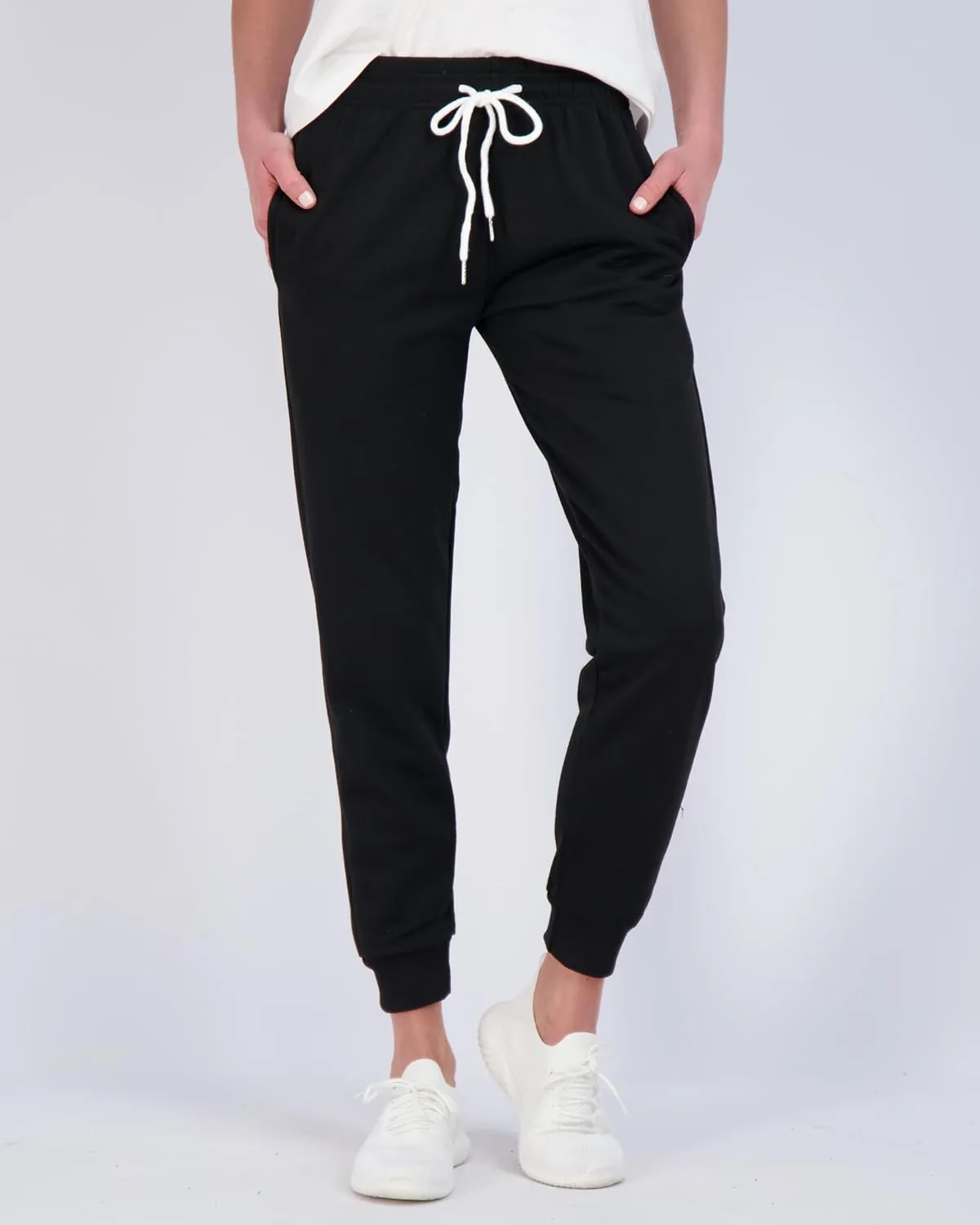 Real Essentials 3 Pack: Women's Ultra-Soft Cotton French Terry Joggers (Available in Plus)