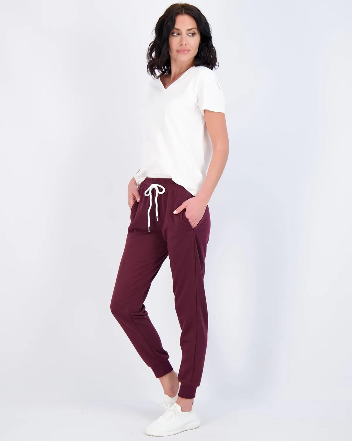 Real Essentials 3 Pack: Women's Ultra-Soft Cotton French Terry Joggers (Available in Plus)