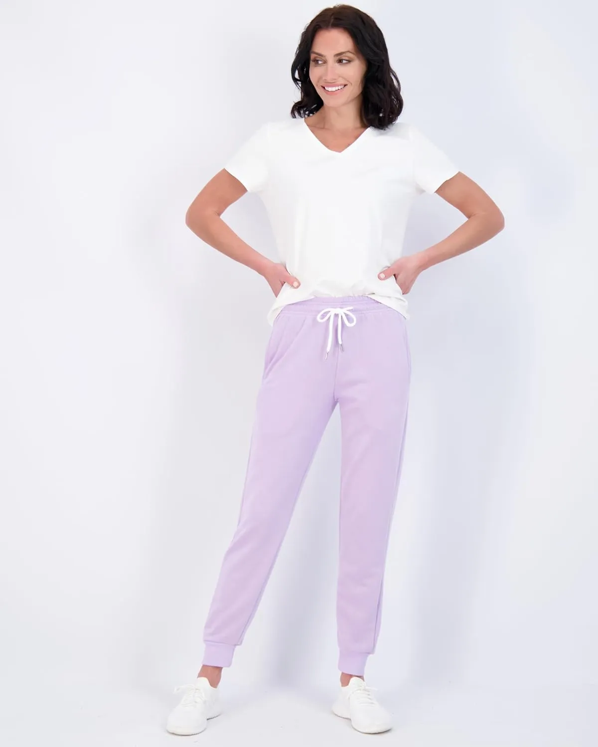 Real Essentials 3 Pack: Women's Ultra-Soft Cotton French Terry Joggers (Available in Plus)