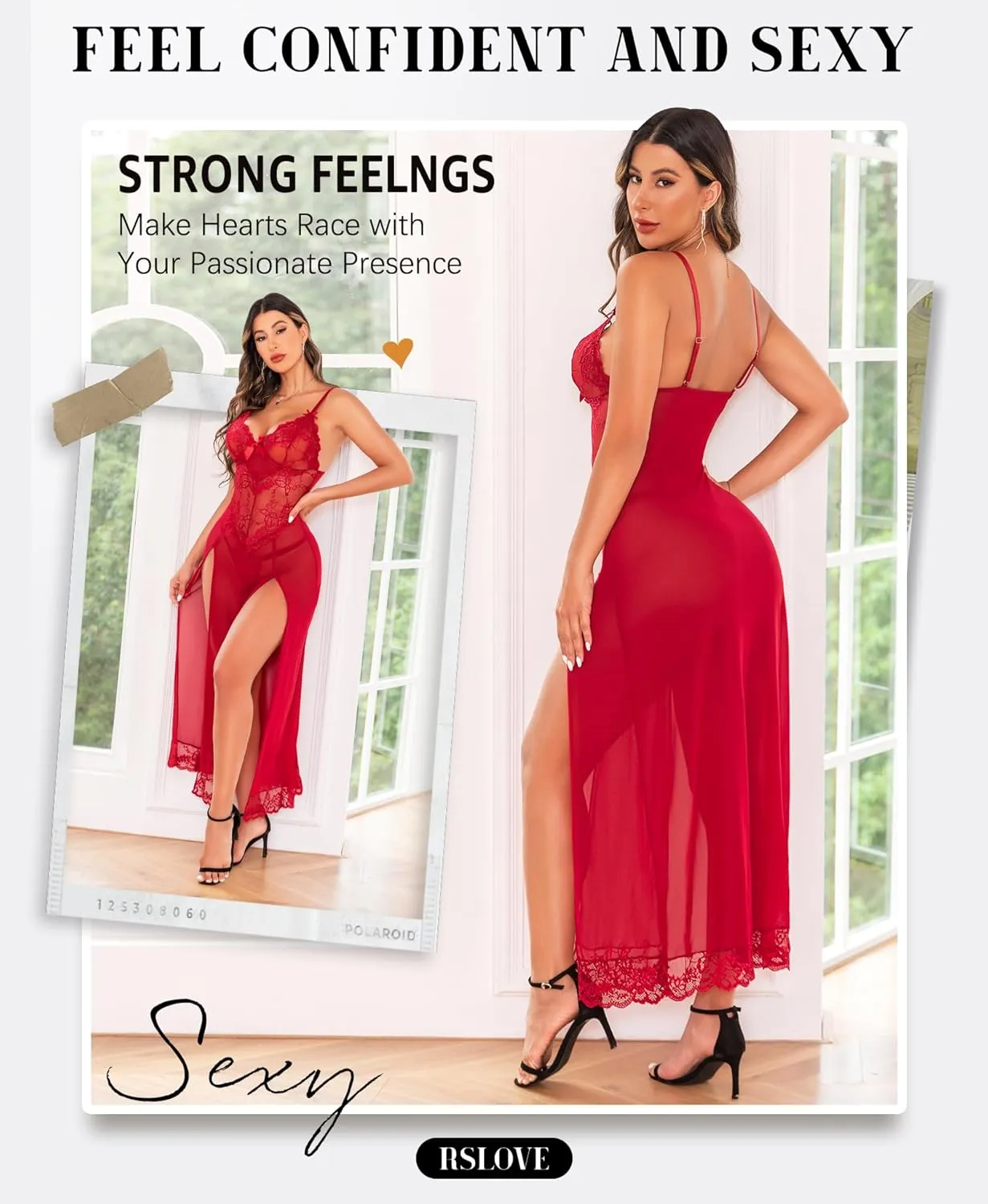 RSLOVE Women Lingerie Babydoll Sexy Nightgown Lace Chemise Exotic Sleepwear Nighty
