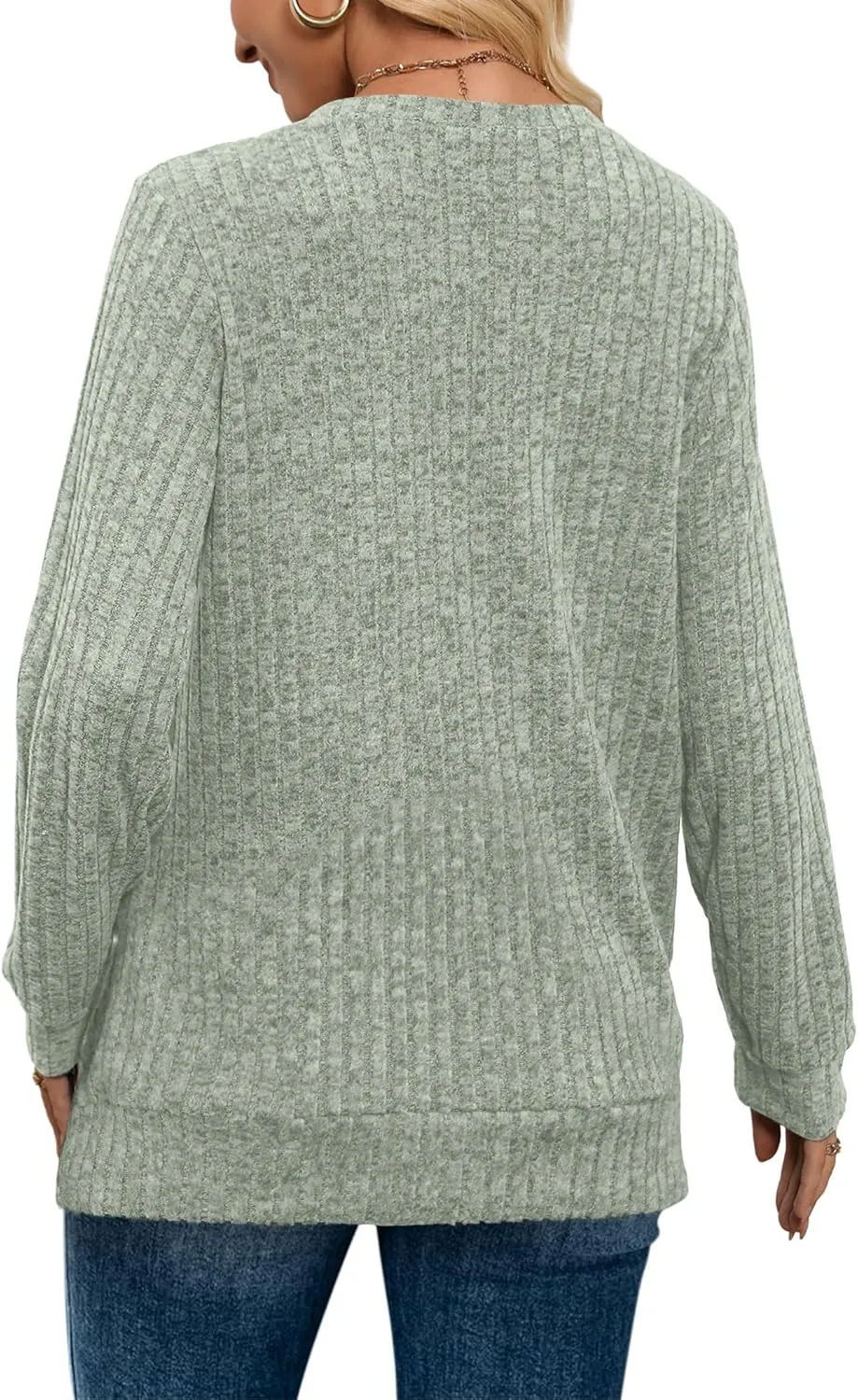 SAMPEEL V Neck Long Sleeve Shirts for Women Casual Fall Tops Lightweight Tunic Sweaters Fashion Clothes 2025