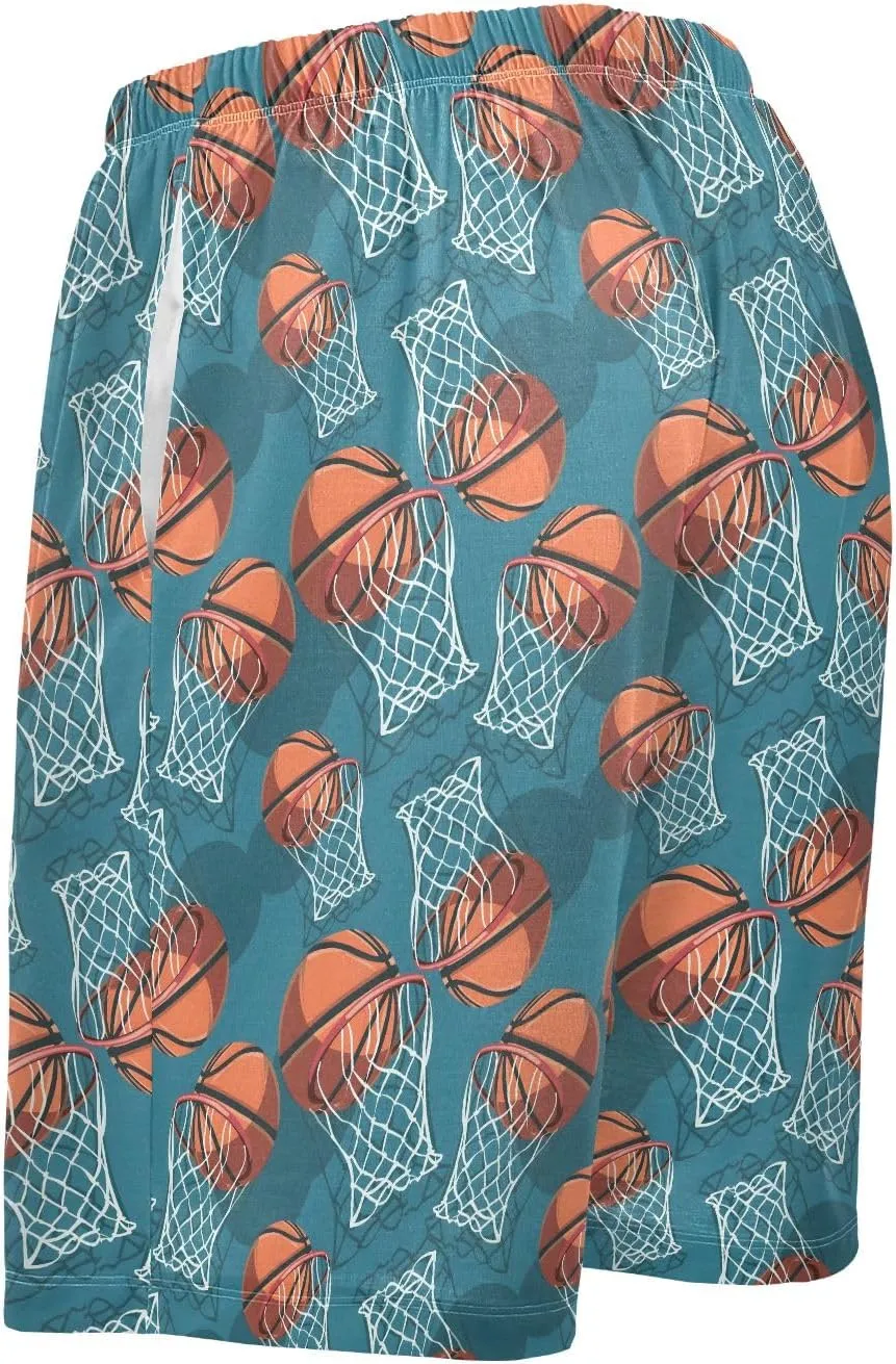 senya Tropical Leaves Pink Mens Pajama Shorts Soft Pants Lounge Sleepwear Bottoms with Drawstring & Pockets