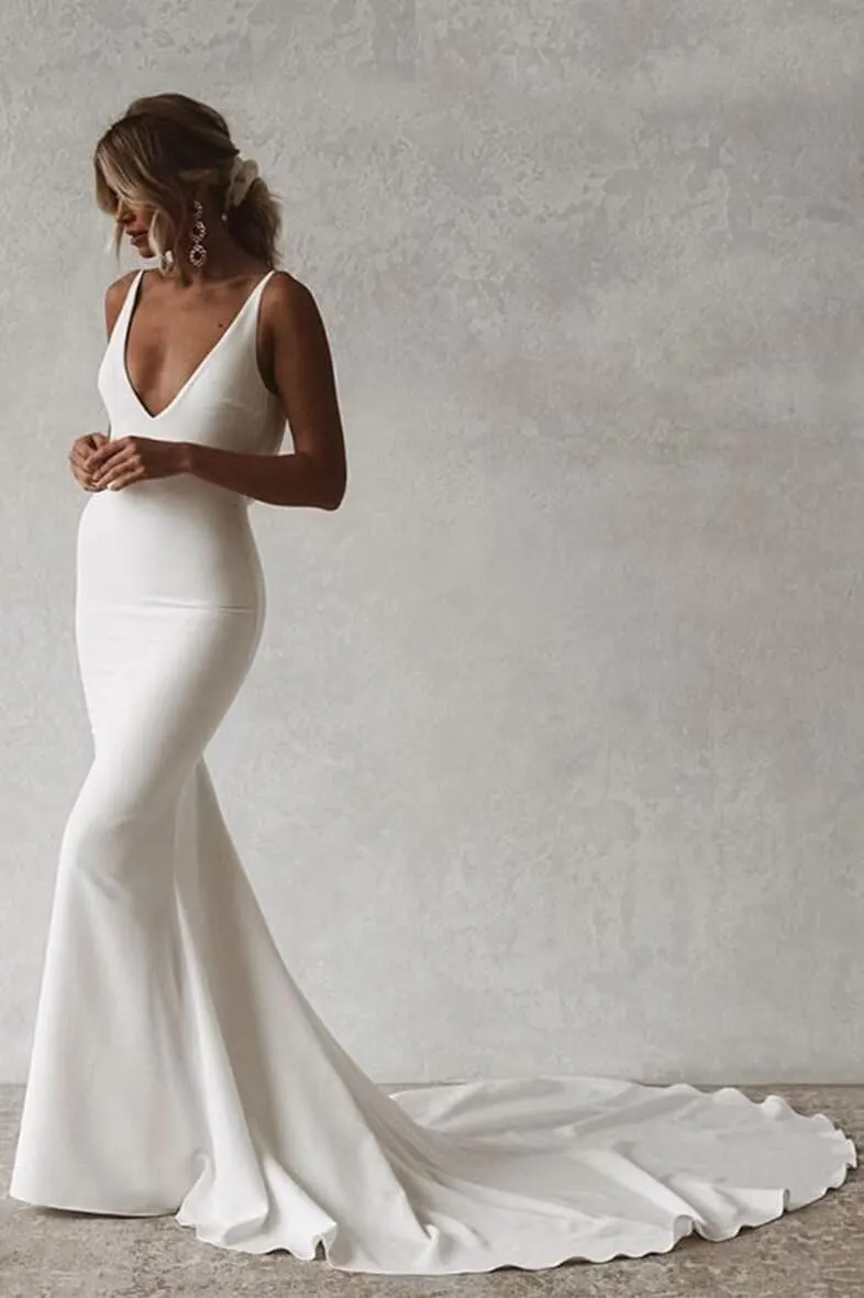 SHANDUAO Satin Mermaid Prom Dress for Women 2024 Spaghetti Straps Formal Dresses with Train Long Evening Party Gown