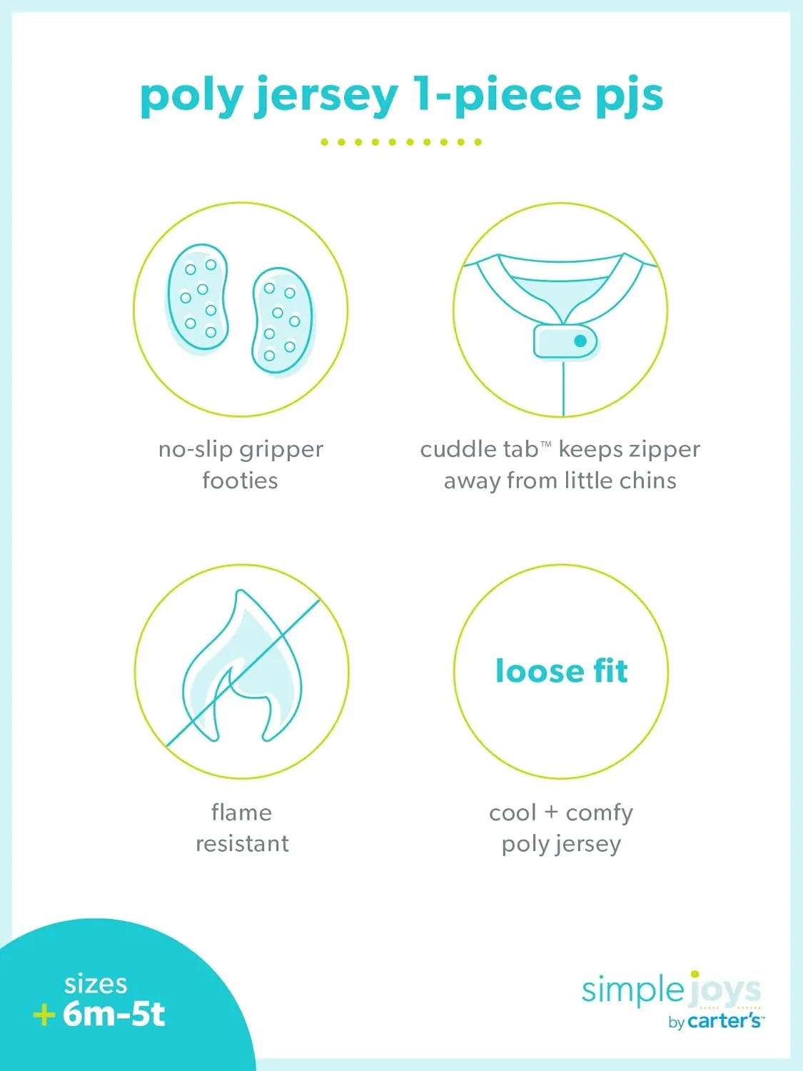 Simple Joys by Carter's Toddlers and Baby Girls' Loose-Fit Polyester Jersey Footed Pajamas, Pack of 3