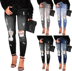 Skinny Jeans for Women High Waisted Ripped Stretchy Jeans Tummy Control Distressed Jeans Destroyed Denim Jeggings