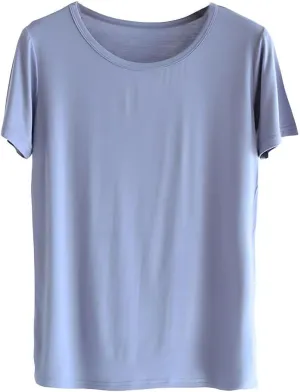 Sleep Shirts for Women - Pajama Tops for Women,Modal Round Neck Solid Color Pajamas Top