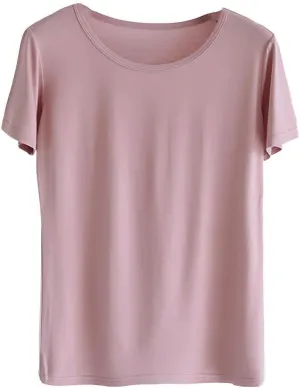Sleep Shirts for Women - Pajama Tops for Women,Modal Round Neck Solid Color Pajamas Top
