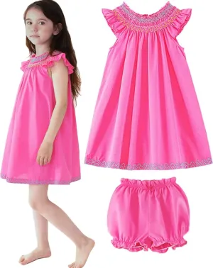 Smocked Dresses with Bloomers Set, Soft Cotton Vintage Dress (Baby,Toddler,Kids)