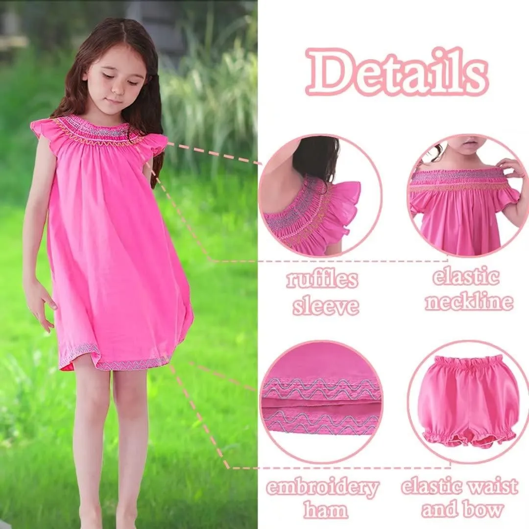 Smocked Dresses with Bloomers Set, Soft Cotton Vintage Dress (Baby,Toddler,Kids)