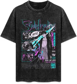 Solo Music Leveling Mans Soft Cotton Short Sleeved T-Shirt O Neck Casual Comfort Fashion Tee Shirts