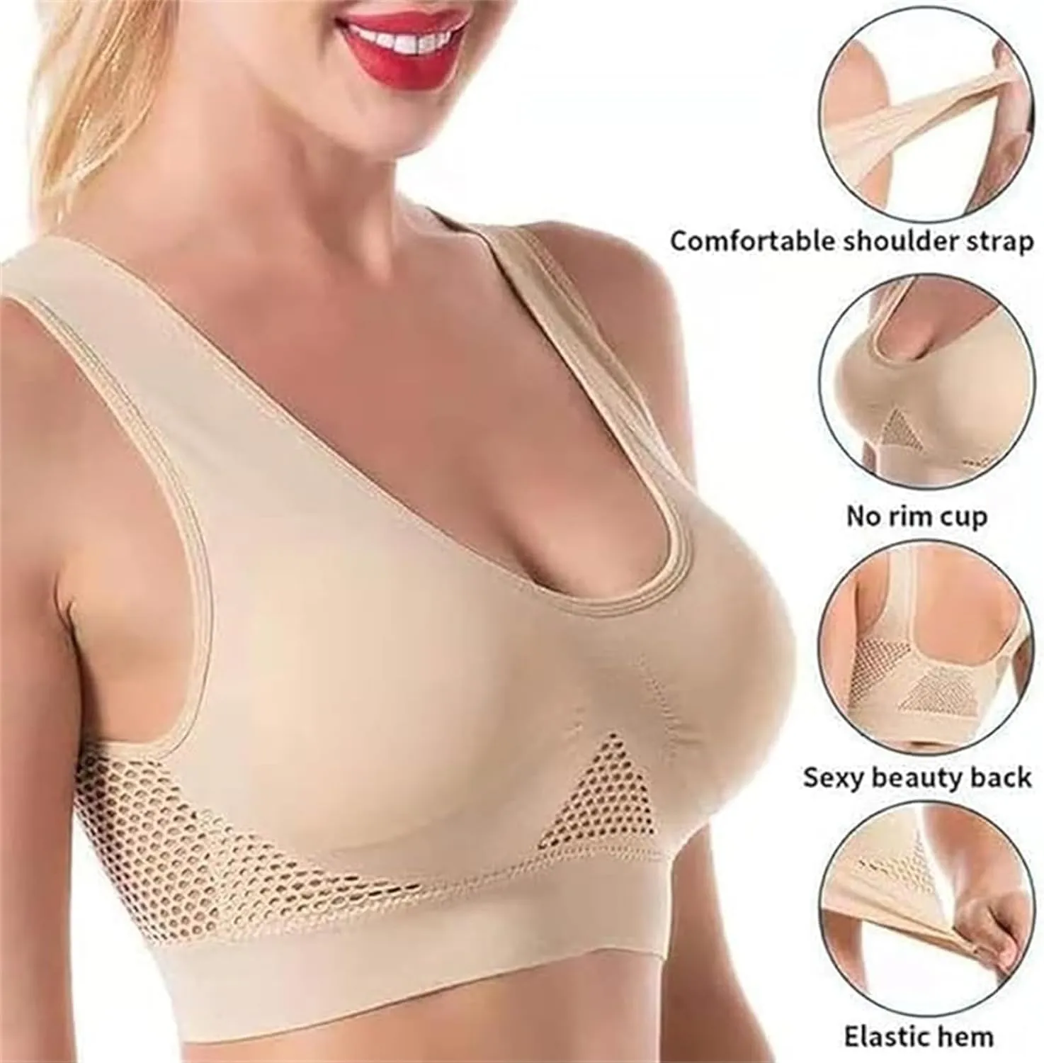 Sports Bras for Women 2025 Cool Liftup Air Bra Summer Ultra-Thin Comfort Mesh Sports Bra Anti-Sagging Breasts Bras