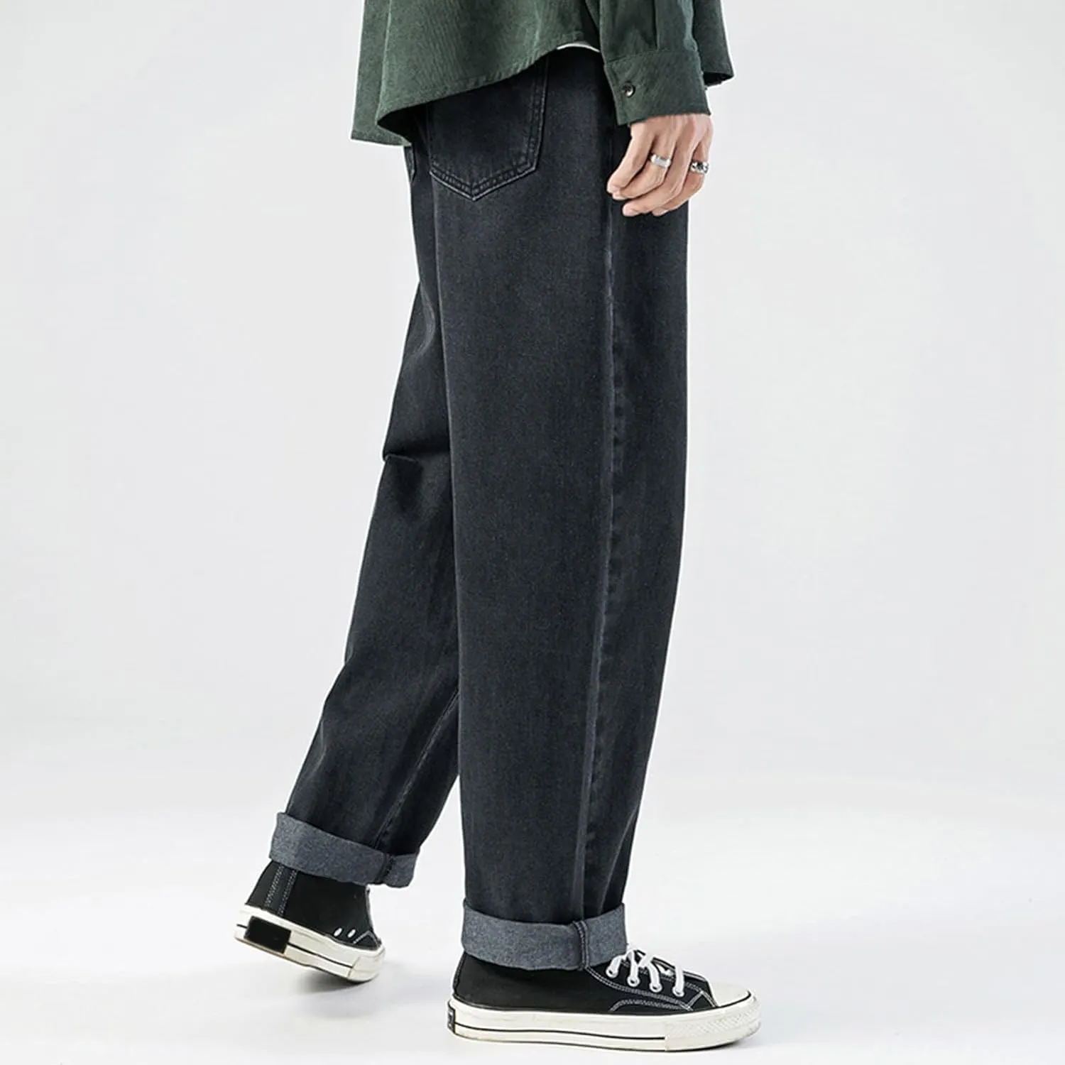 SteelStitch-Men's High Durability Work Jeans, Straight Leg Baggy Denim Pants, SteelStitch High Waisted Jeans