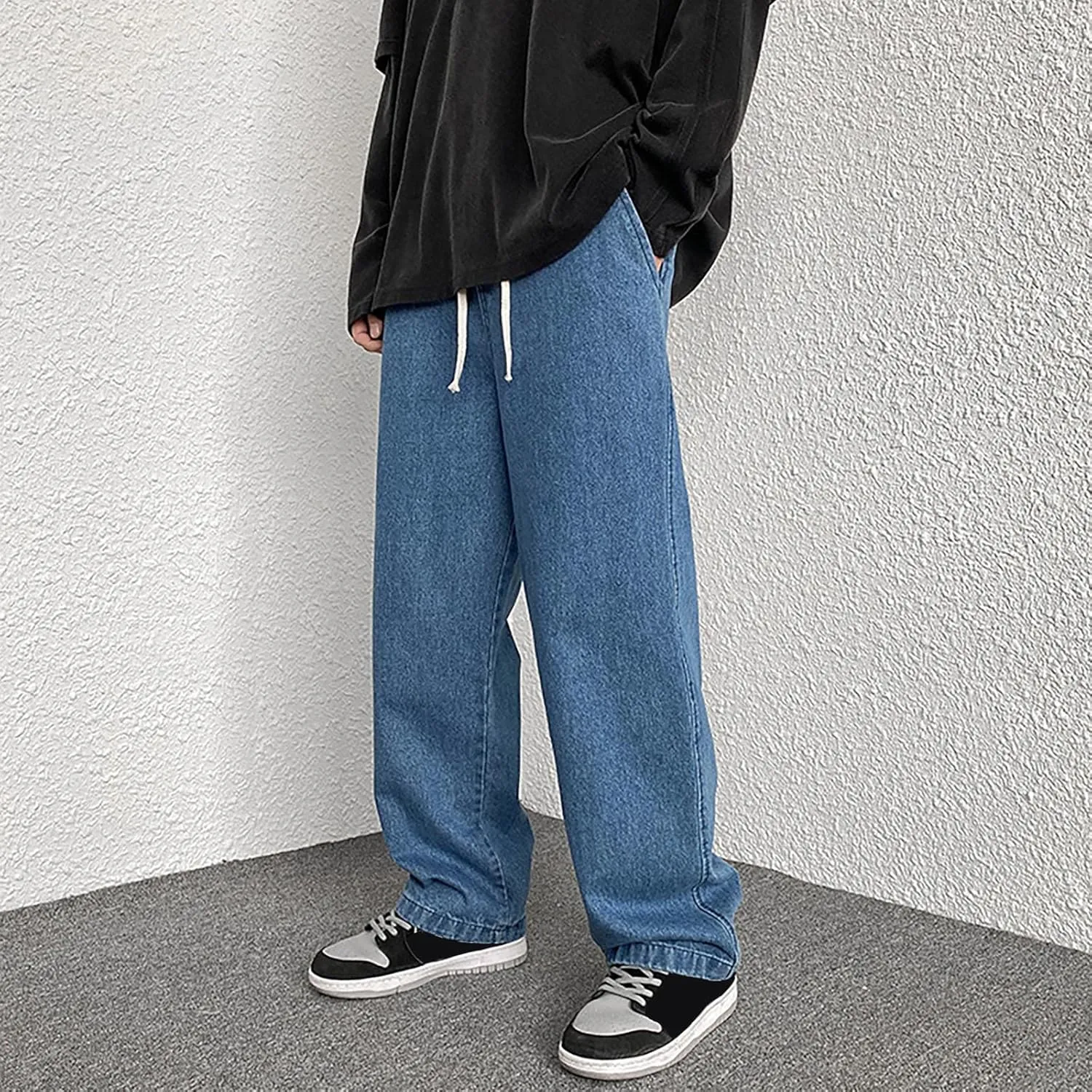 SteelStitch-Men's High Durability Work Jeans, Straight Leg Baggy Denim Pants, SteelStitch High Waisted Jeans