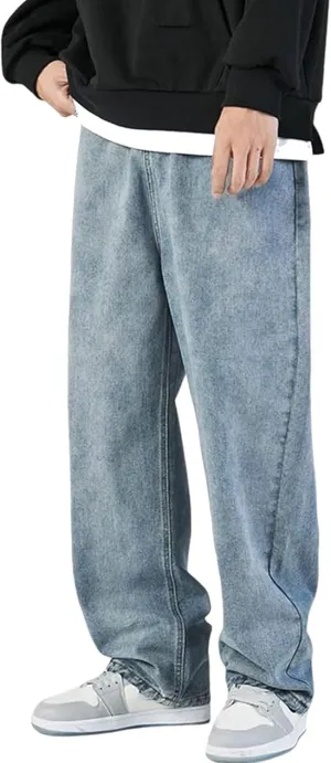 SteelStitch-Men's High Durability Work Jeans, Straight Leg Baggy Denim Pants, SteelStitch High Waisted Jeans