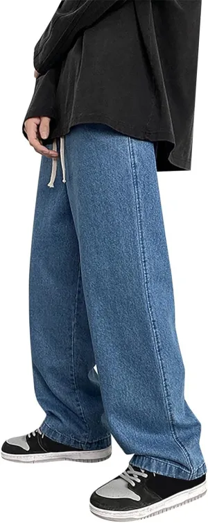 SteelStitch-Men's High Durability Work Jeans, Straight Leg Baggy Denim Pants, SteelStitch High Waisted Jeans