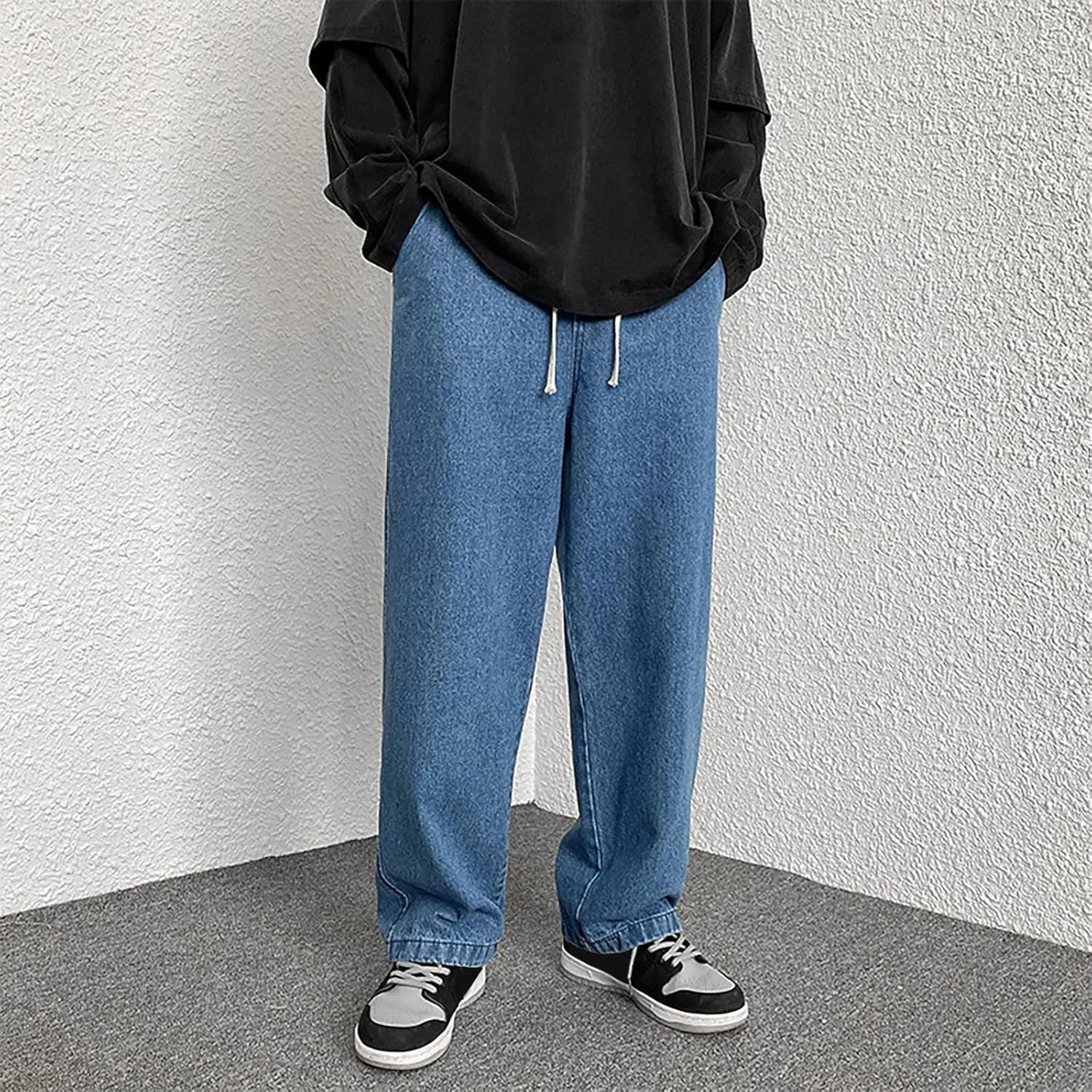 SteelStitch-Men's High Durability Work Jeans, Straight Leg Baggy Denim Pants, SteelStitch High Waisted Jeans