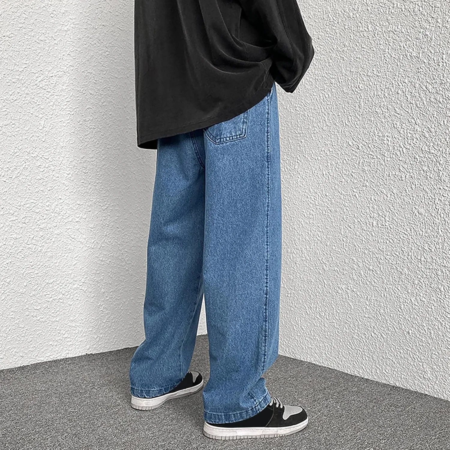 SteelStitch-Men's High Durability Work Jeans, Straight Leg Baggy Denim Pants, SteelStitch High Waisted Jeans