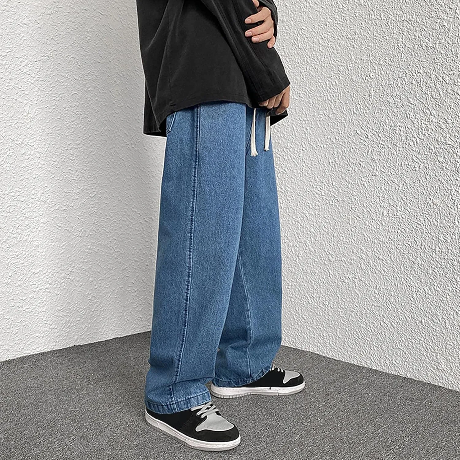 SteelStitch-Men's High Durability Work Jeans, Straight Leg Baggy Denim Pants, SteelStitch High Waisted Jeans