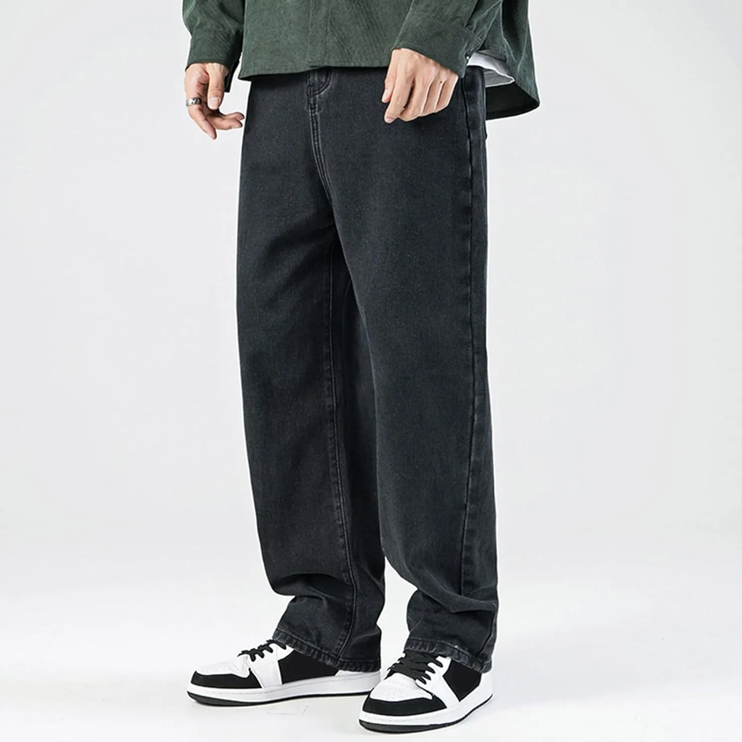 SteelStitch-Men's High Durability Work Jeans, Straight Leg Baggy Denim Pants, SteelStitch High Waisted Jeans