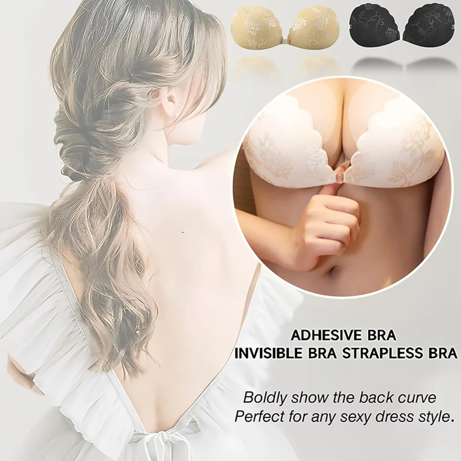 Strapless Sticky Bra Invisible Sticky Boobs Silicone Adhesive Bra Backless Pushup Lift Bra for Everyday Comfort