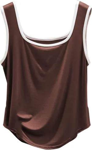 Summer Modal Casual Tank Tops for Women, Loose Breathable Outdoor Running Workout Sleeveless Shirts with Curved Hem