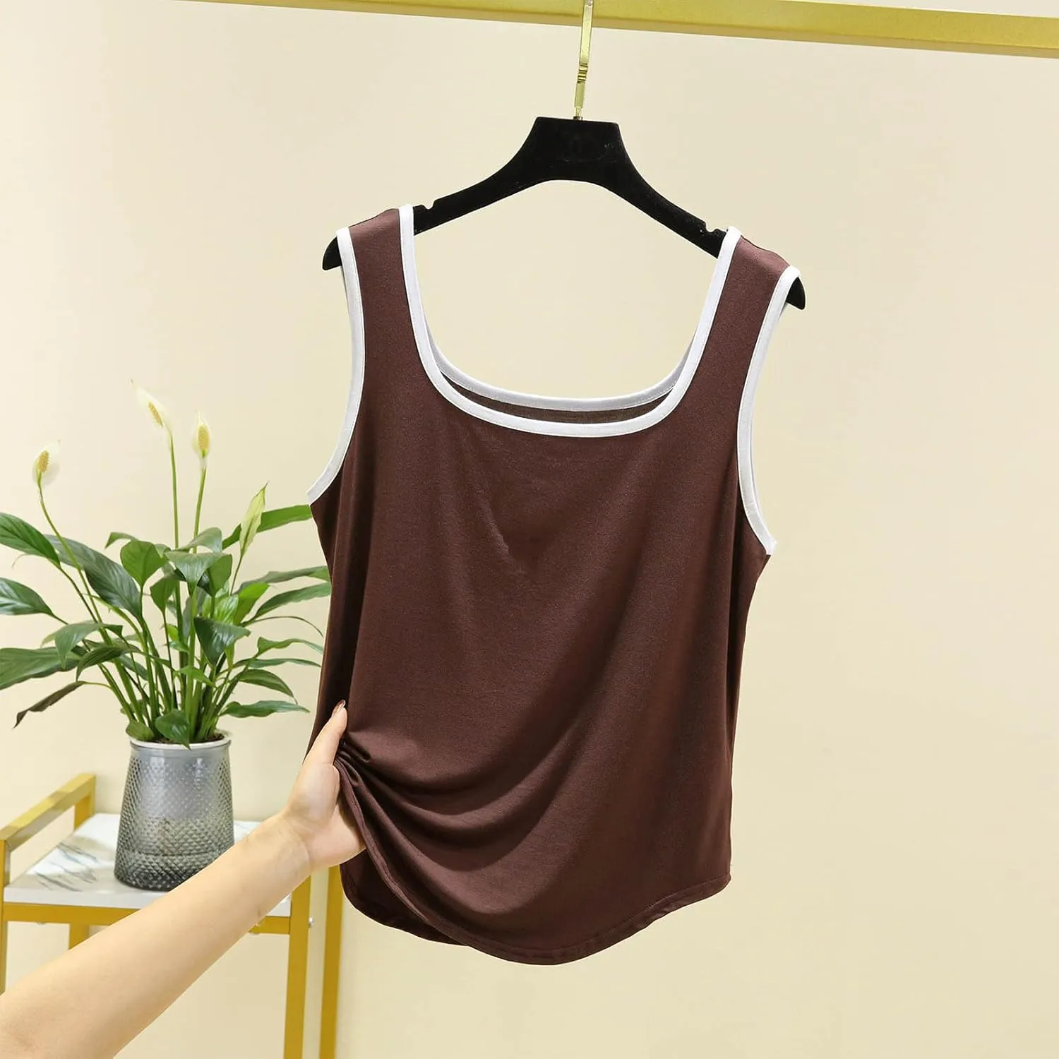 Summer Modal Casual Tank Tops for Women, Loose Breathable Outdoor Running Workout Sleeveless Shirts with Curved Hem